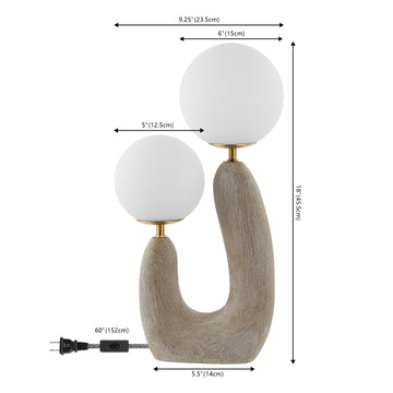 Oona 18" 2-Light Mid-Century Scandinavian Resin/Iron/Frosted Glass Cactus LED Table Lamp - JONATHAN Y